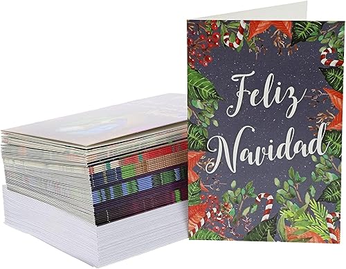 Miniatura 6 de Sustainable Greetings Paquete de 48 tarjetas de Navidad españolas con sobres, 4 x 6 pulgadas, 6 diseños surtidos