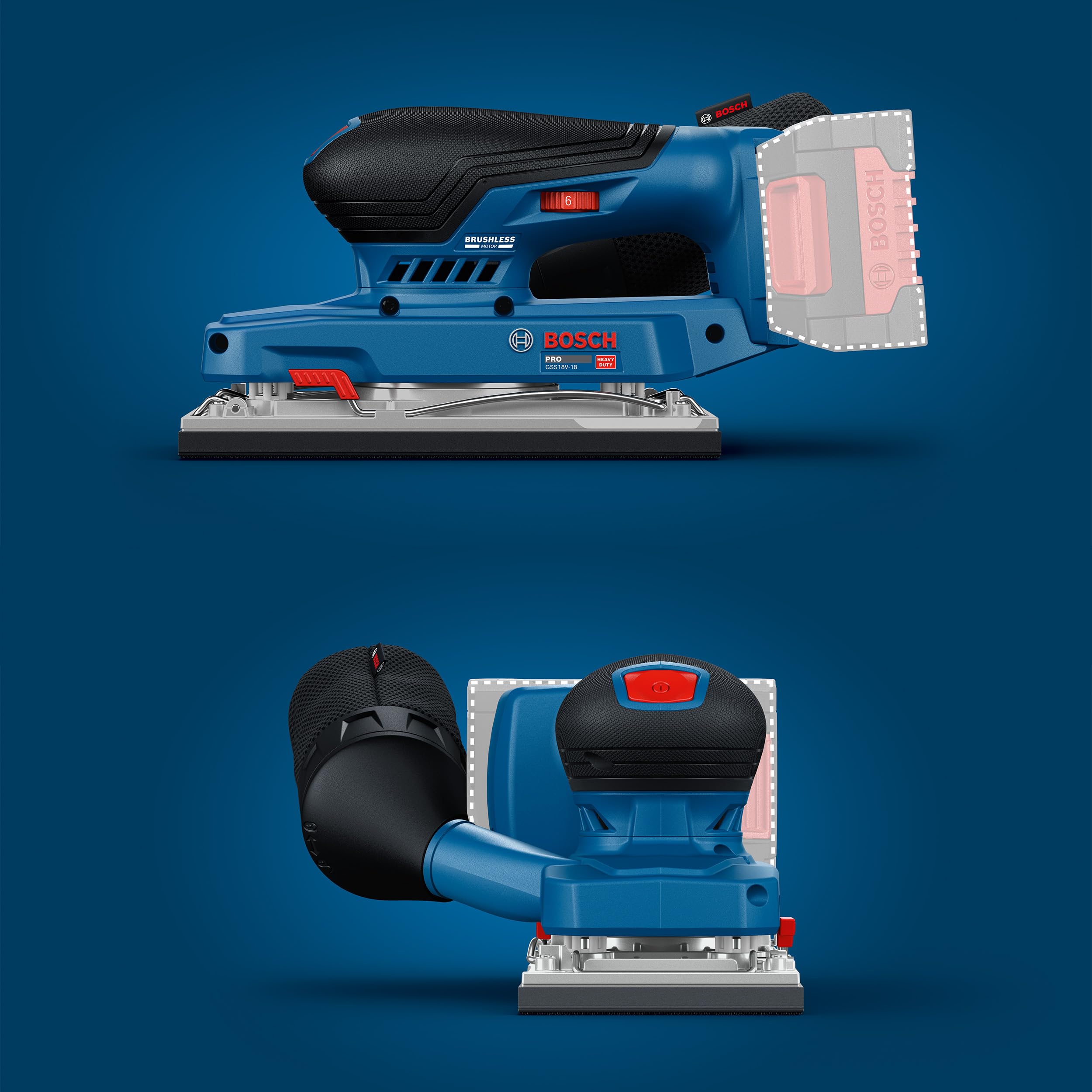 Bosch PRO 18V System Ponceuse vibrante sans-fil GSS18V-18 (avec sac à poussières, feuille abrasive)