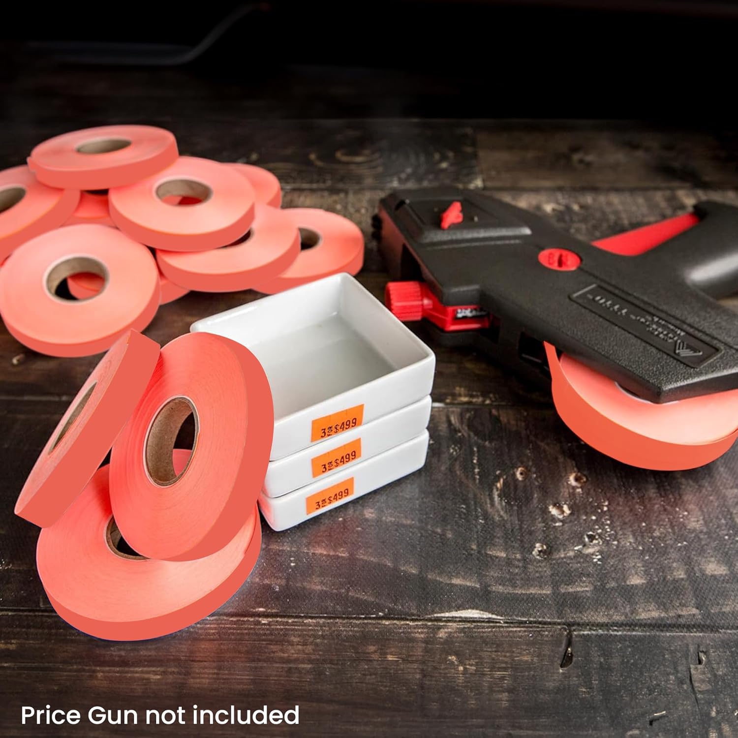 Monarch 1110 Fluorescent Red One Line Price Marker Labels - 16 Rolls, 17,000 Labels - Blank Pricing Labels for Monarch 1110 Pricing Tag Gun - 7/16 x 3/4 Inches, (925019)