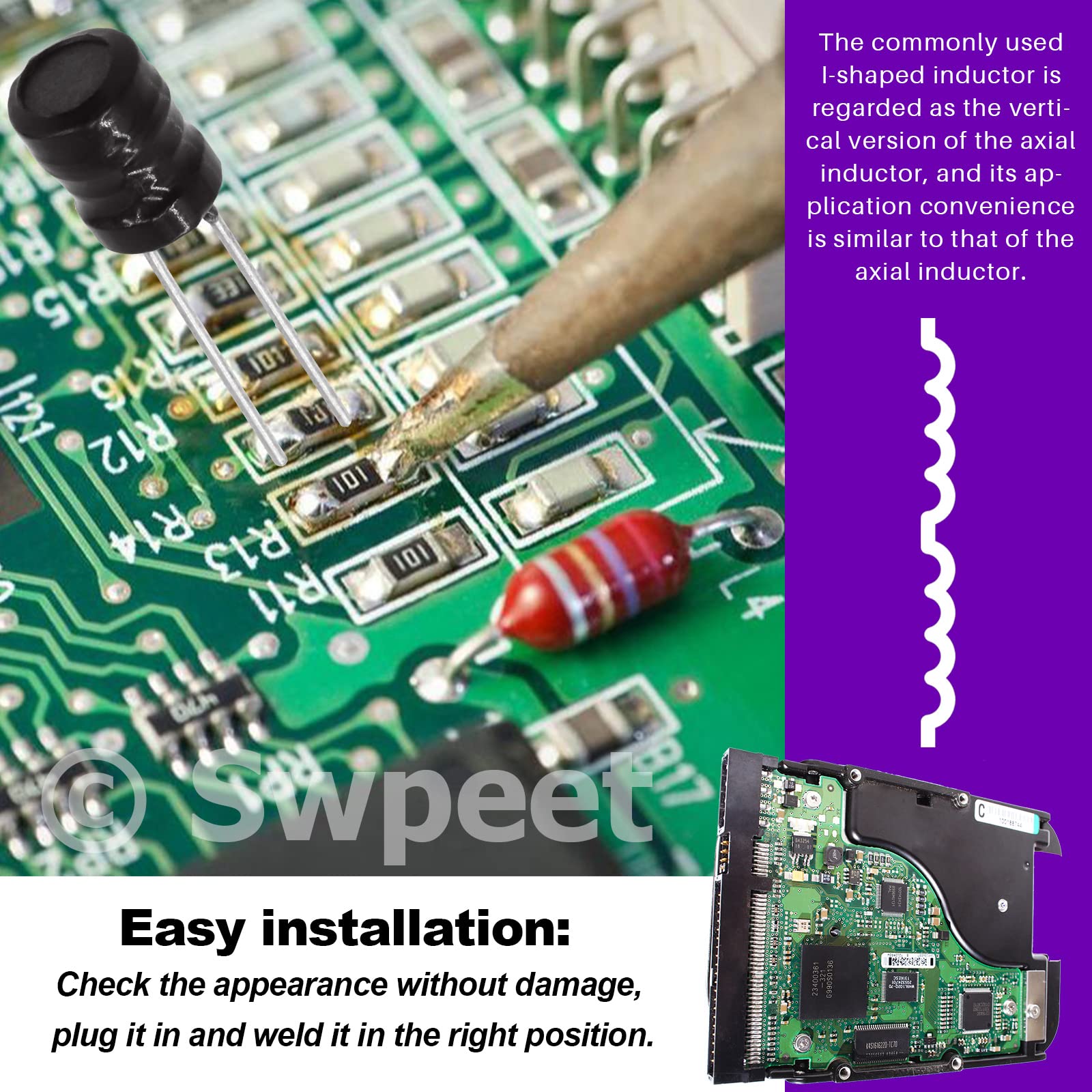 Aazon.co: Swpeet 160Pcs 15 Values Inductor 10UH - 20H Assortent Kit, High Self-Resonance