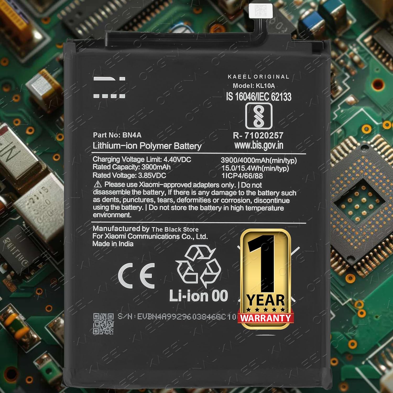 Original BN4A Replacement for Xiaomi Redmi Note 7 | Xiaomi Redmi Note 7 Pro - with 1 Year Warranty* (Space Black, M1901F7G)