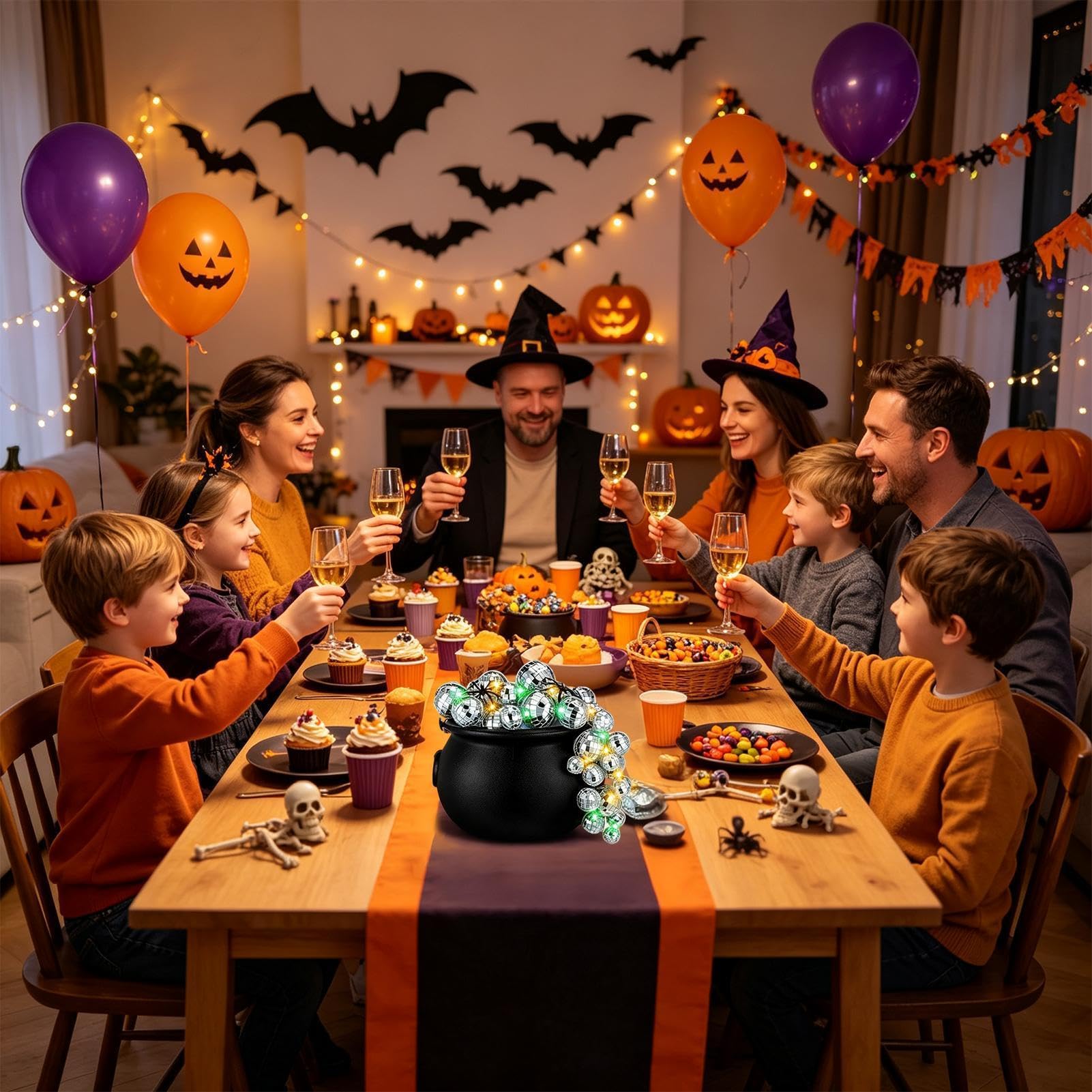 Caldero De Decoración De Hogar Halloween Disco Burbujeante Luminosa