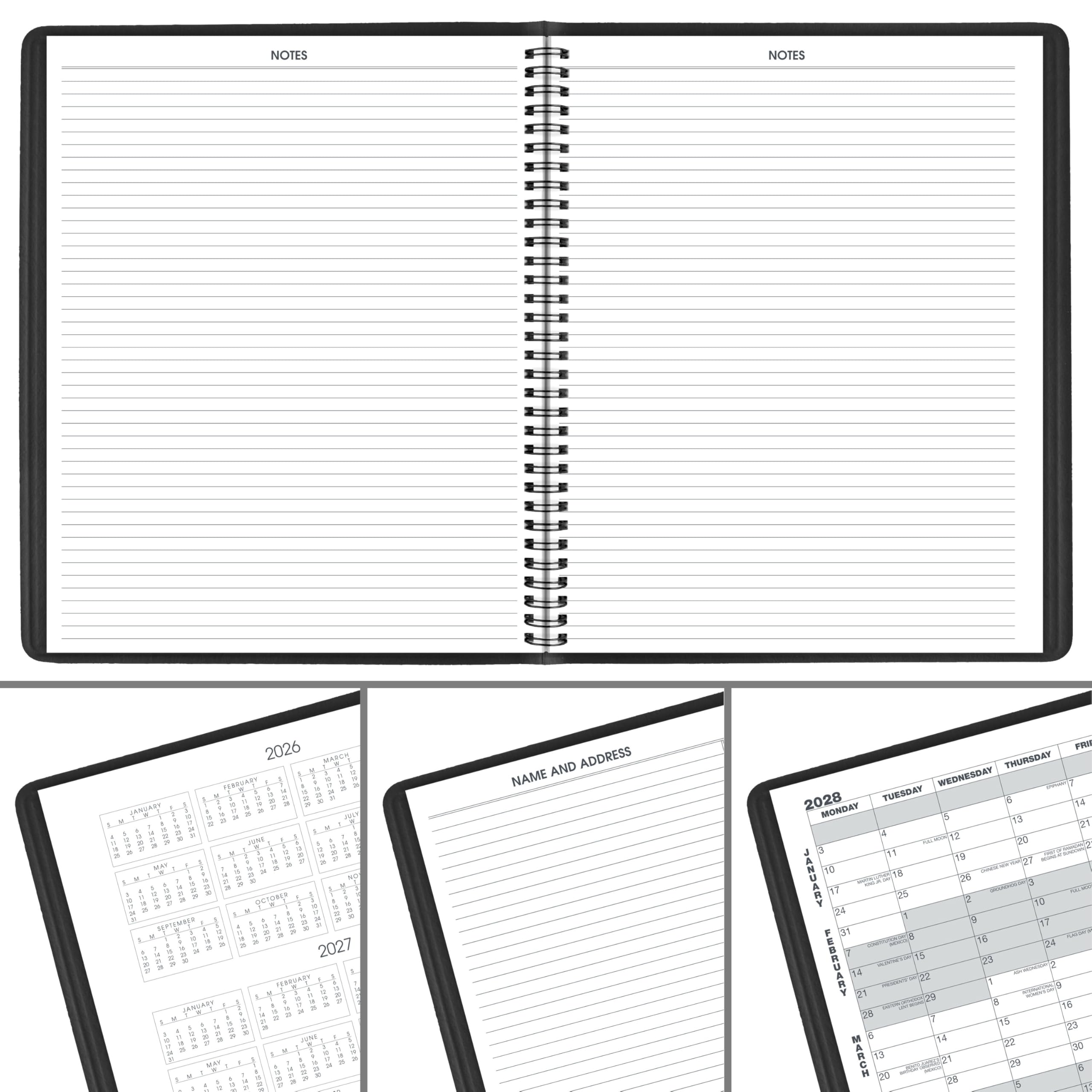 AT-A-GLANCE 702600527 Monatsplaner 2027, 15 Monate, Jan-Mär, 22,9 x 27,9 cm, unlinierte Tagesblöcke, Schwarz