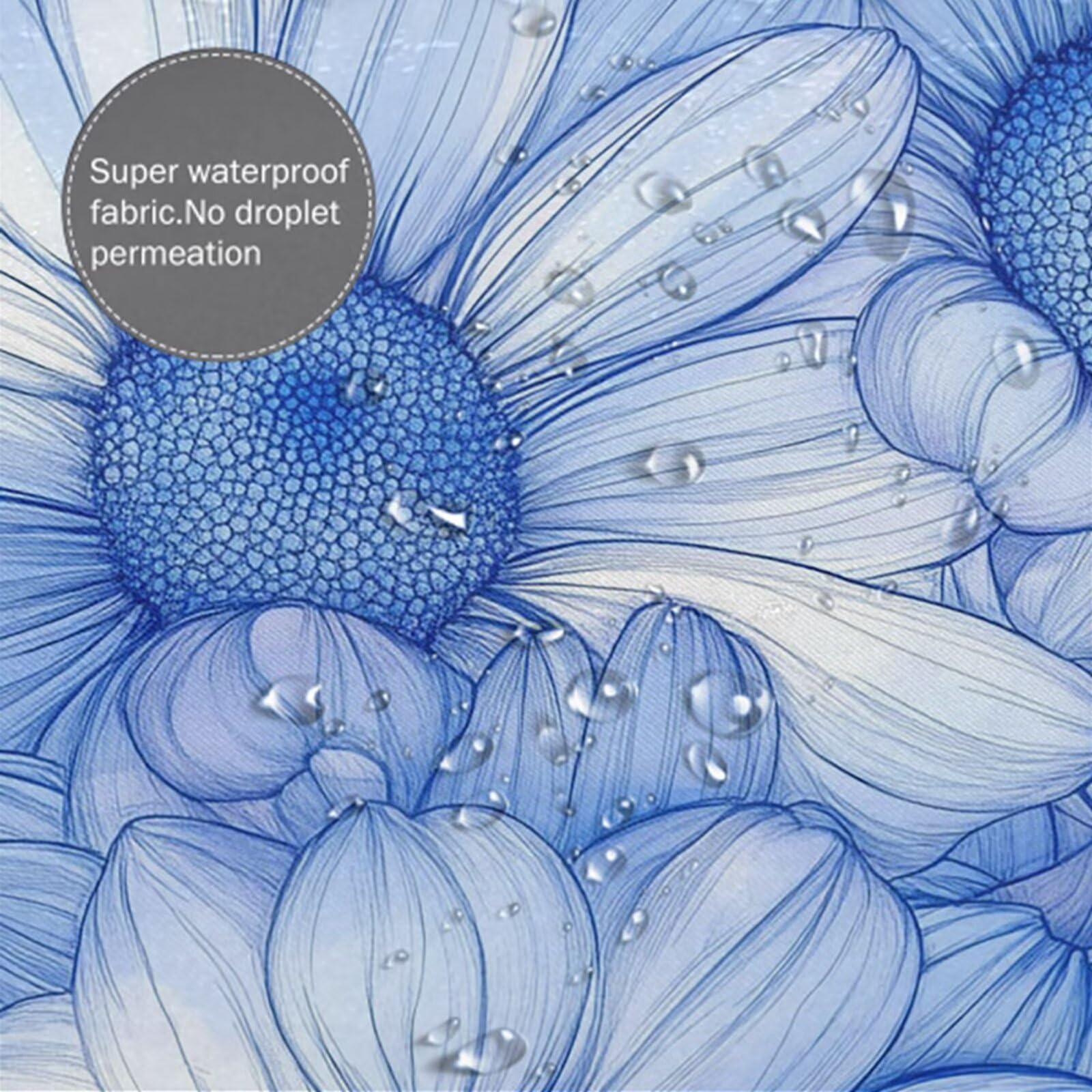 Cortina de Ducha Azul claro Cortina Ducha, Antimoho, Tela Impermeable Poliéster, Shower Curtain 200x220 cm con 12 Ganchos y Dobladillo Ponderado, Shower Curtain Lavable para Baño o Bañera, Flor 3Y#600