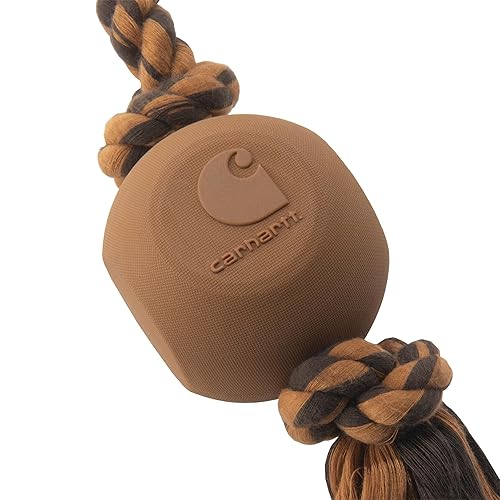 Miniatura 2 de Carhartt Pet Toys - Tirador de cuerda para perro con bola de goma, tirador duradero para perros, color marrón y marrón oscuro