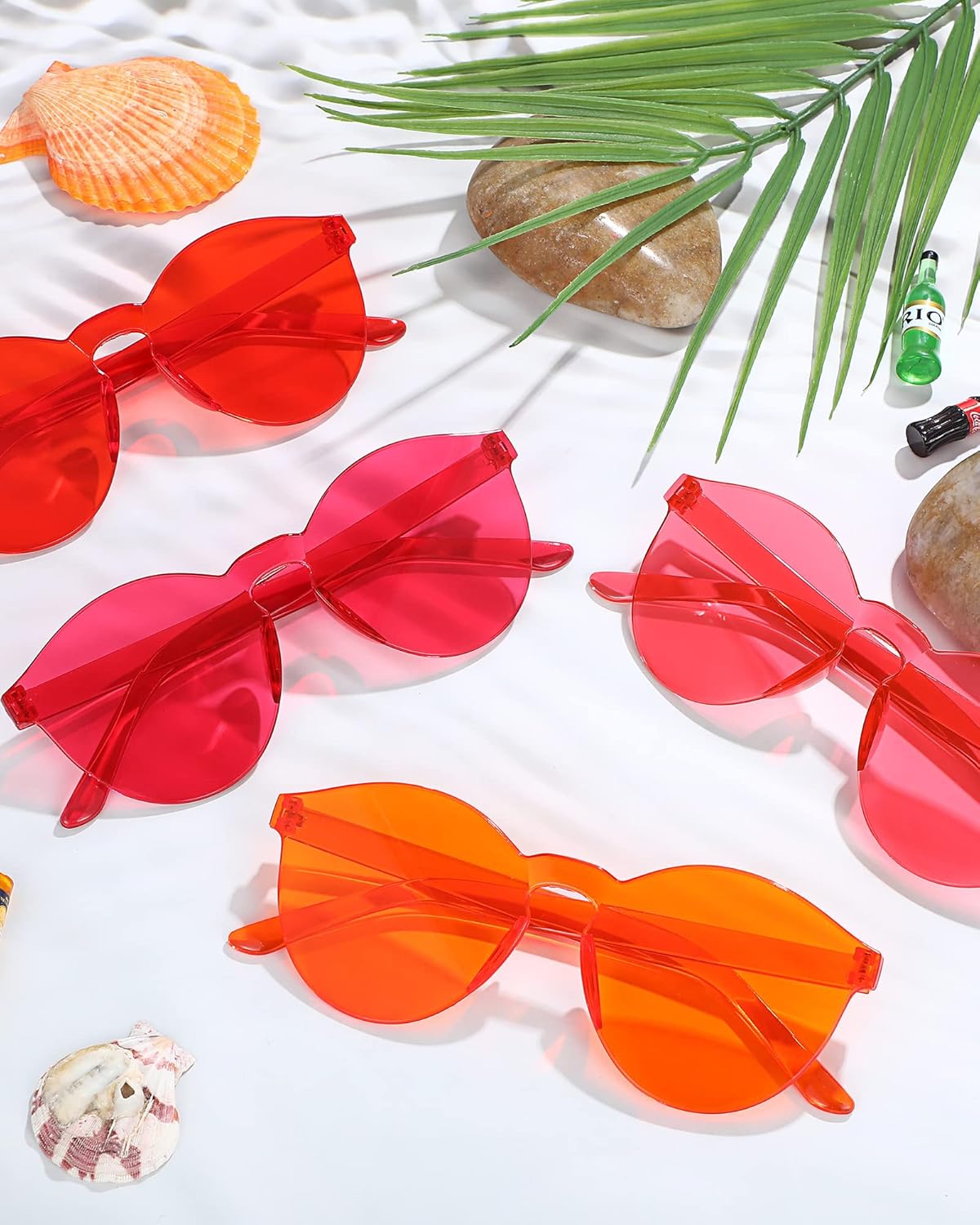 Xuhal 36 Pairs Rimless Round Party Sunglasses - Candy Color Tinted Transparent Glasses for Men Women Girls, 18 Colors