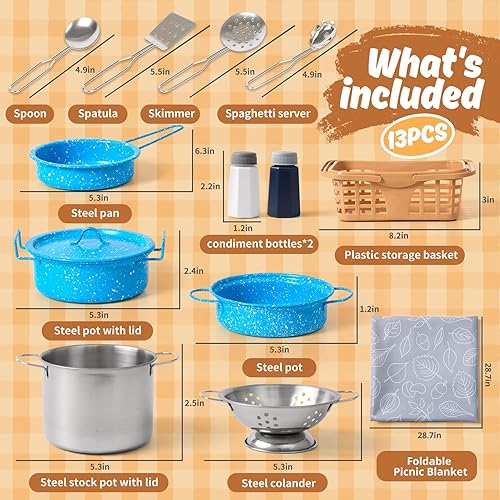 Miniatura 2 de Juego de accesorios de juguete de cocina para niños, juego de cocina para niños, coloridas ollas y sartenes de acero inoxidable, regalos de