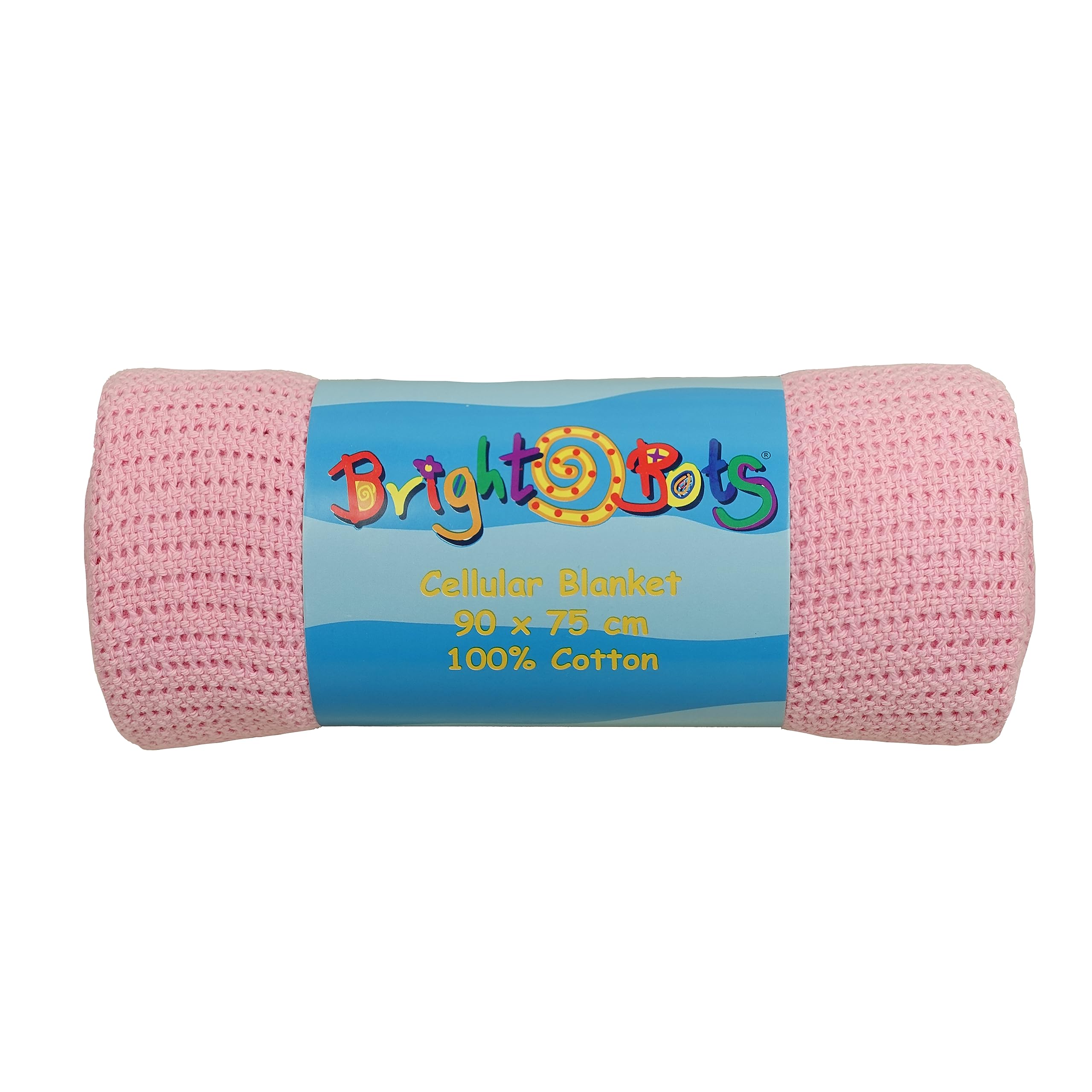 Bright Bots Cellular Blanket, 100% Cotton Receiving Blanket, Moses Basket Blanket, Newborn Blanket 90x75 cms (Pink) — image 1