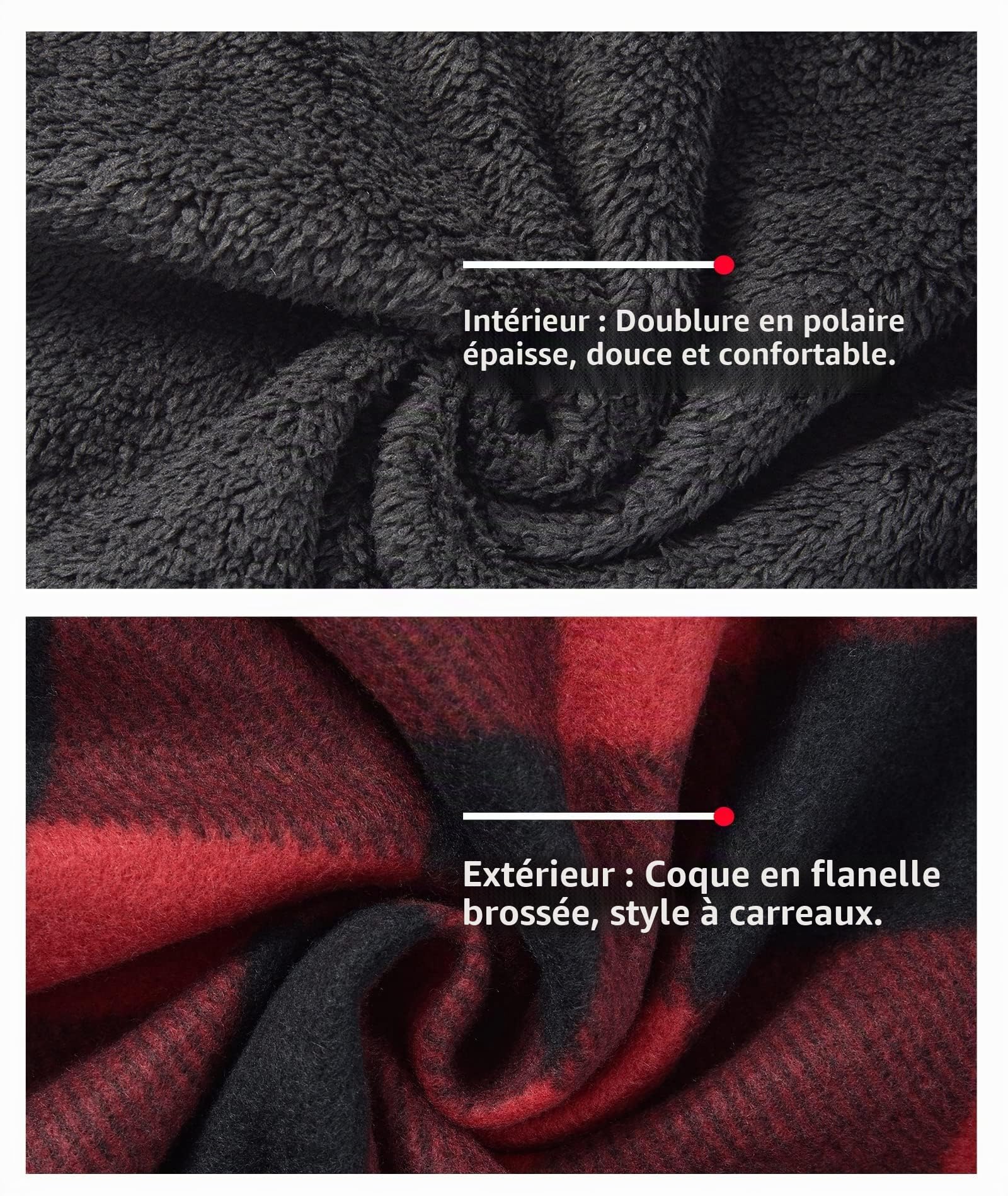 SwissWell Chemise pour Homme Épaissir Veste Flanelle Carreaux Doublure Peluche Loisirs Doublée Sweat à Capuche Homme Polaire Veste D'hiver Avec Poches