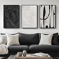 Cuspin Framed Black & White Abstract Wall Art - 3 Piece Modern Canvas Prints 16x24in, Minimalist Decor for Living Room, Bedroom, Office