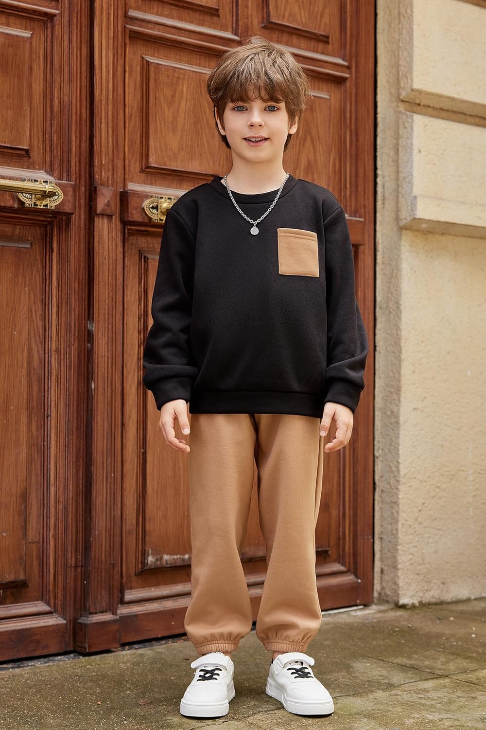 Arshiner Boys Fleece Colorblock Sweatshirt & Pants Outfit Set Fall Winter Clothes Toddler to Big Kid Sizes (2~12 Years) - Image 2