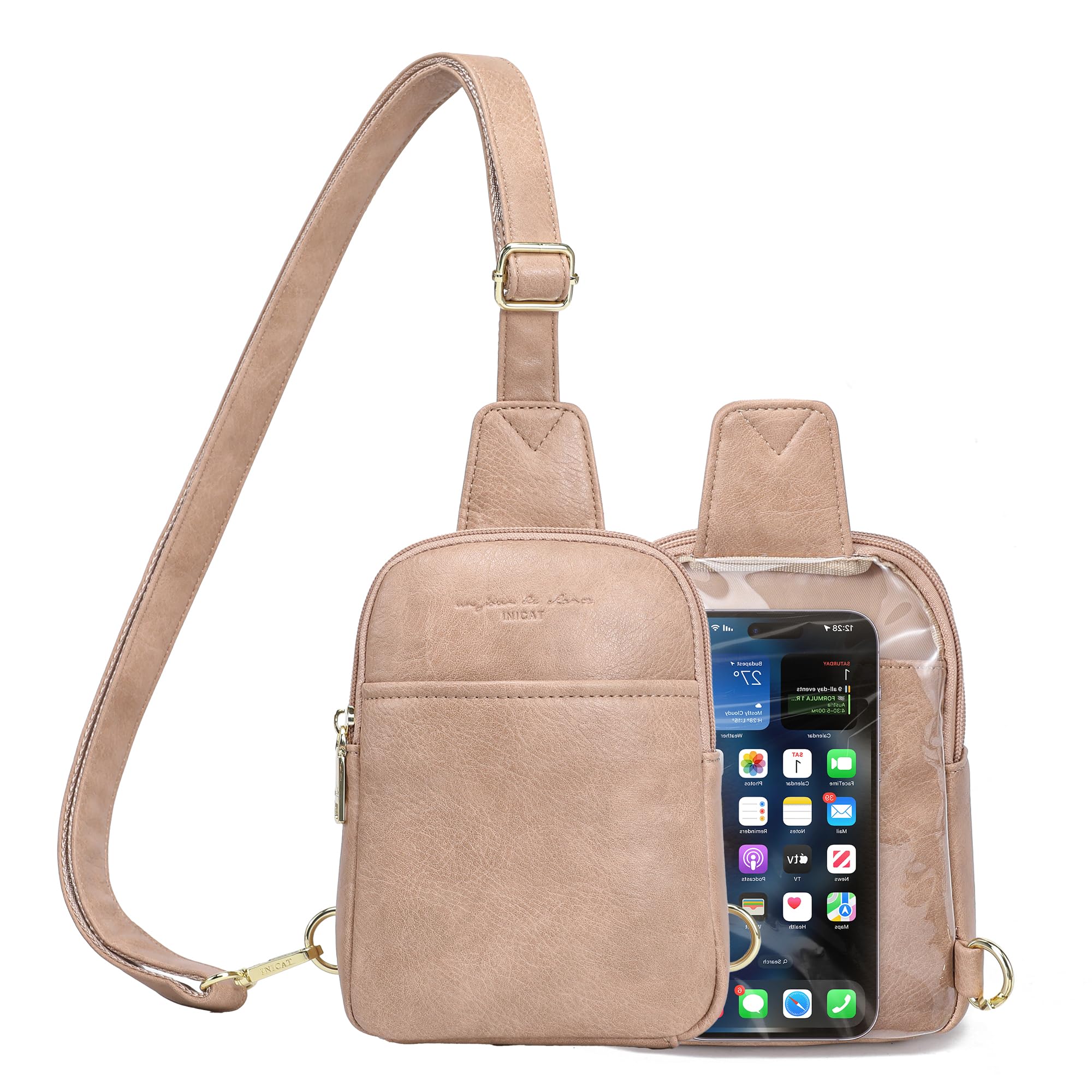 AOCINA INICAT Small Sling Bag Crossbody Vegan Leather Fanny Packs for Women Fashionable Chest Bag for Travel