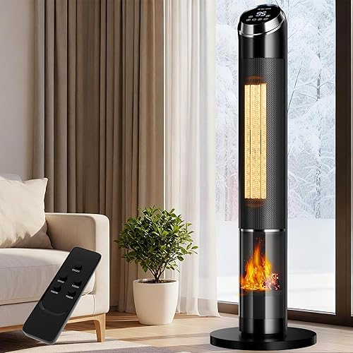 Space Heaters for Large Room, 1500 W Electric Heater with Thermostat, 24H Timer, Indoor Heater with 80Oscillation, Heaters with Tip-over & Overheat