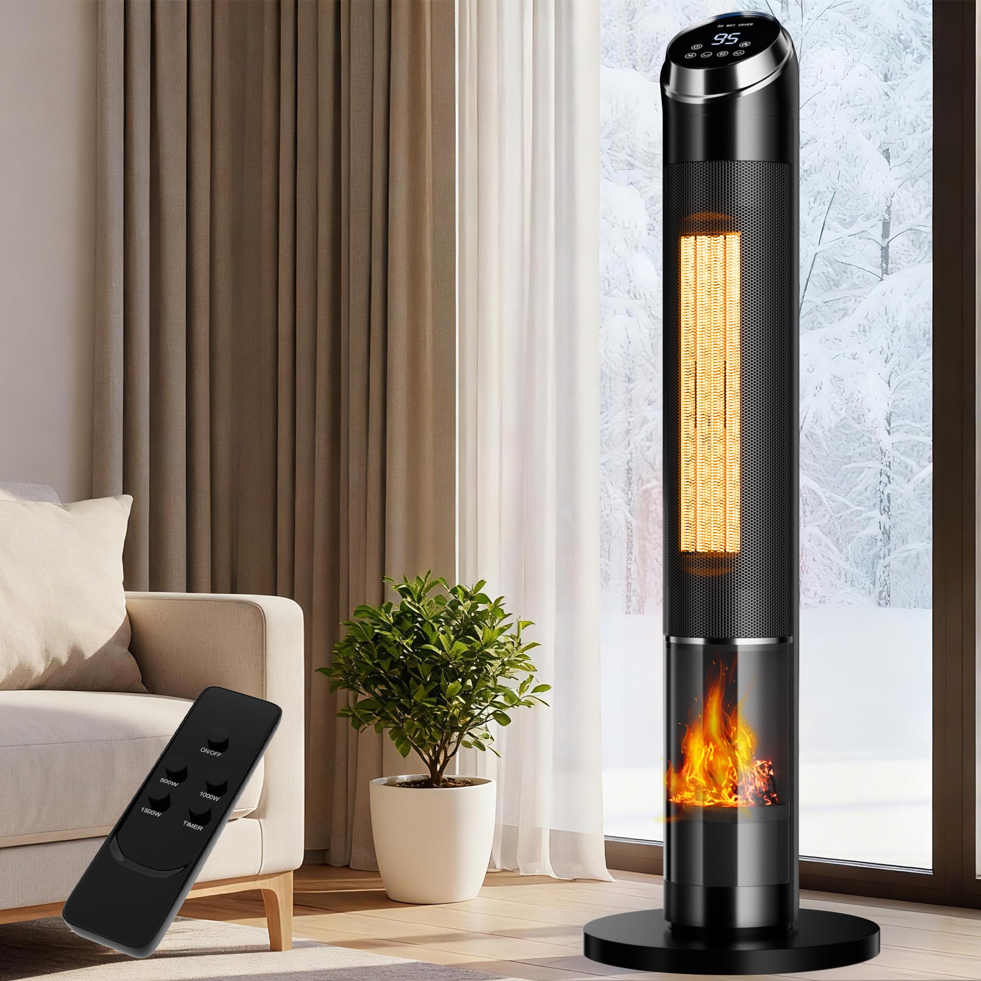 Space Heaters for Large Room 1500 W Electric Heater with Thermostat 24H Timer Indoor Heater with 80 Oscillation