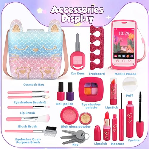 Miniatura 2 de Maquillaje de simulación para niños pequeños, kit de maquillaje para niñas pequeñas de 3 a 5 años, juguete de sirena con juego de maquillaje falso