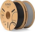 ELEGOO PLA Filament 1.75mm Black & Grey 2kg, 3D Printer Filament Dimensional Accuracy +/- 0.03mm Carton Spool 3D Printing Filament Suitable for Most FDM 3D Printers
