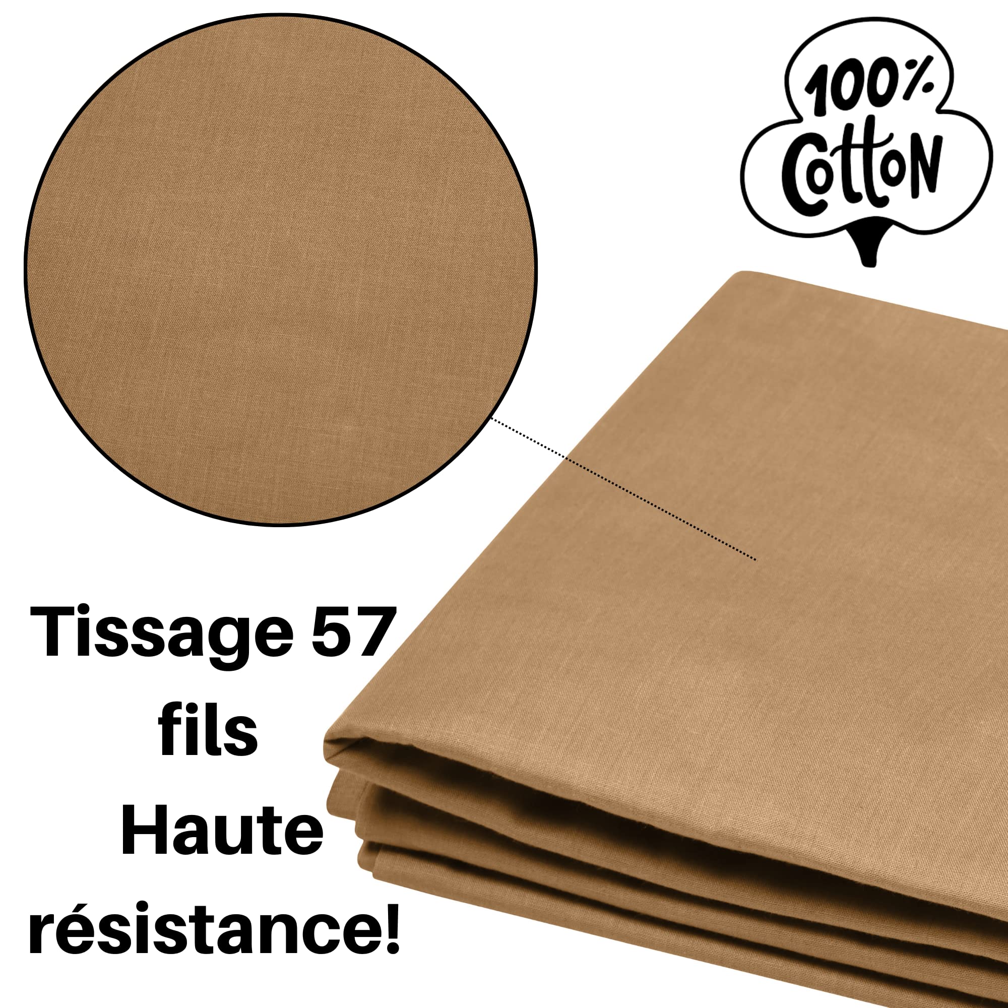 Lovely Casa, Flat sheet, Size 180 x 290 cm, 100% Oeko-Tex certified cotton, Colour curry, Model Eden, Bed linen for home - Image 3