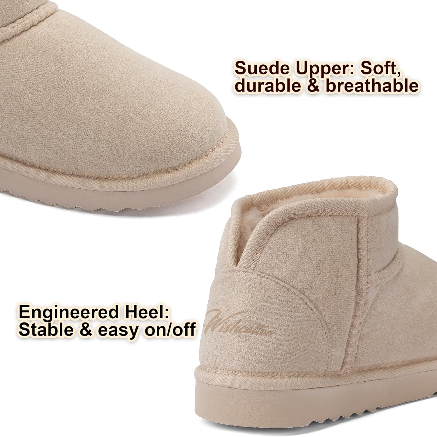 Wishcotton Women's Cozy Short Bootie Slippers, Winter Warm Hard Bottom House Shoes with Fuzzy Lining for Indoor Outdoor - Image 6