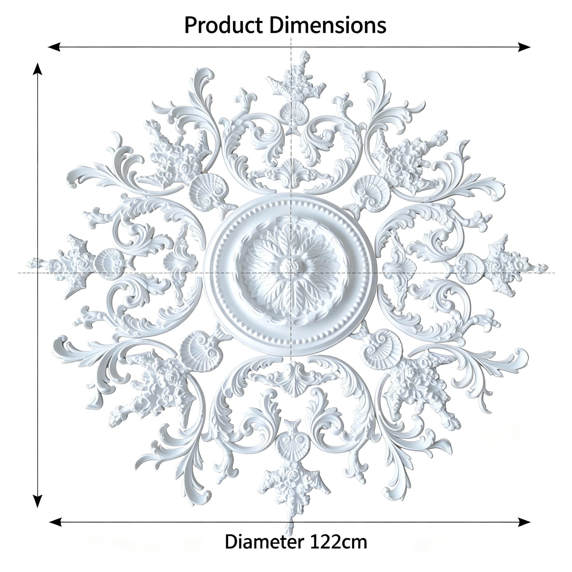 122cm Rosone Lampadario Soffitto Bianco Polistirolo Decorativo | Medaglione del Ventilatore Rotonda Moderno per Pareti Portalampada