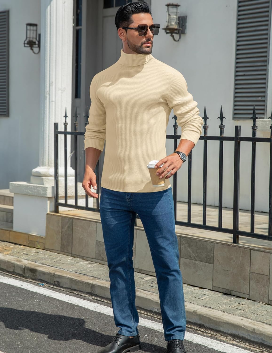 MioRoim Men's Knit Casual Turtleneck Sweater Ribbed Slim Fit Long Sleeve Turtle Neck Knitted Pullover Sweater - Image 4