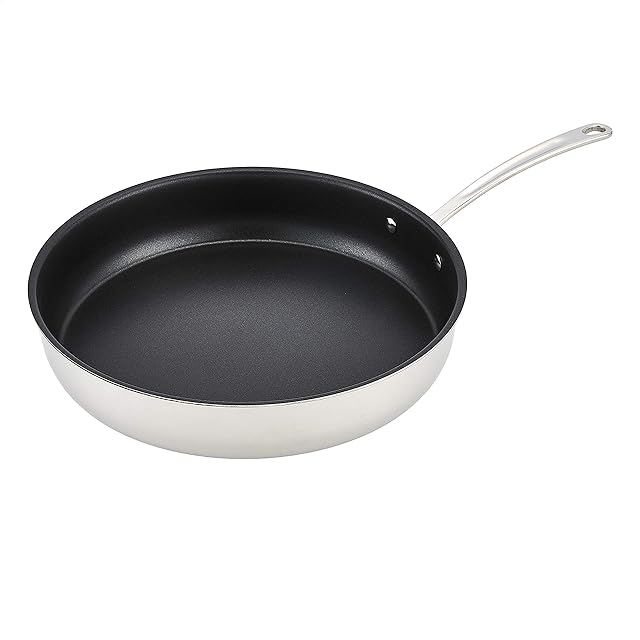 Amazon Commercial Non Stick Induction Frying Pan,Tri-Ply Stainless Steel, 35.6 cm