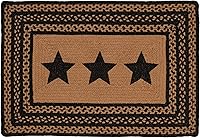 Vista 1 de VHC Brands Farmhouse Star, alfombra trenzada de yute antideslizante, tapete para puerta, rectangular, negro, 20 x 31 pulgadas