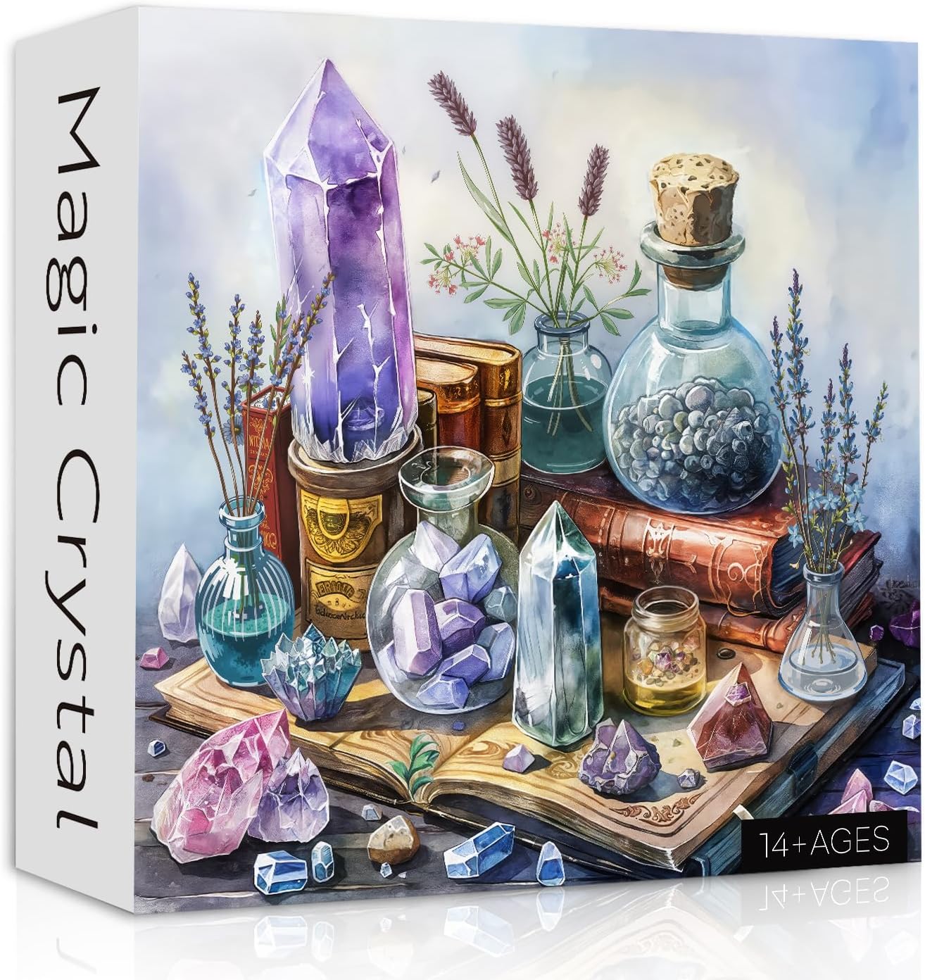 Crystal Book Puzzles for Adults 1000 Pieces, Colorful Magic Crystals Stones Jigsaw Puzzle, Challenging Gems Art Puzzles as Wall Art Decor