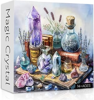 Crystal Book Puzzles for Adults 1000 Pieces, Colorful Magic Crystals Stones Jigsaw Puzzle, Challenging Gems Art Puzzles as Wall Art Decor