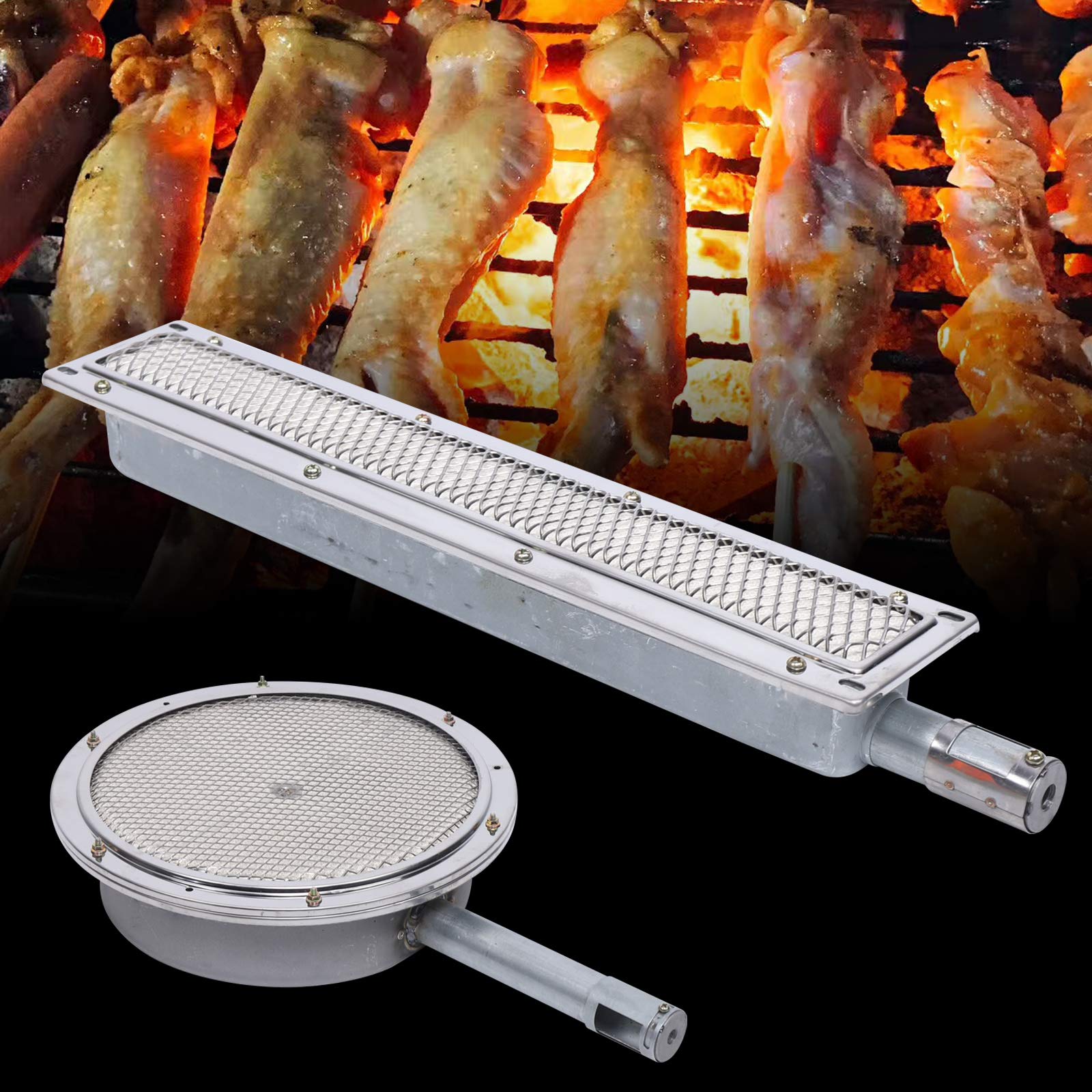Palnik gazowy na podczerwień, przenośny palnik tylny, grill gazowy, zestaw doposażeniowy na podczerwień, palnik ze stali nierdzewnej do grillowania, pieczenia, na kemping (41 x 8 x 5,8 cm)