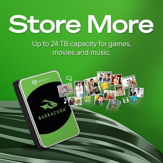 محرك أقراص صلبة داخلي Seagate BarraCuda سعة 2 تيرابايت SATA مقاس 3.5 بوصة 6 جيجابايت/ثانية 7200 دورة في الدقيقة ذاكرة تخزين مؤقتة 256 ميجابايت مع تغليف خالٍ من الإحباط (ST2000DM008/ST2000DMZ08)
