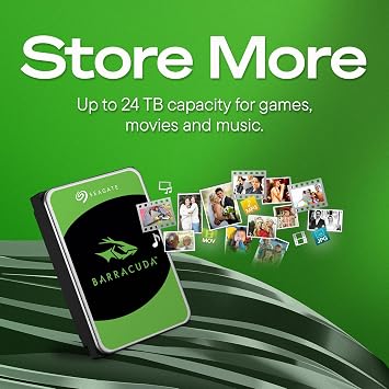 محرك أقراص صلبة داخلي Seagate BarraCuda سعة 2 تيرابايت SATA مقاس 3.5 بوصة 6 جيجابايت/ثانية 7200 دورة في الدقيقة ذاكرة تخزين مؤقتة 256 ميجابايت مع تغليف خالٍ من الإحباط (ST2000DM008/ST2000DMZ08)