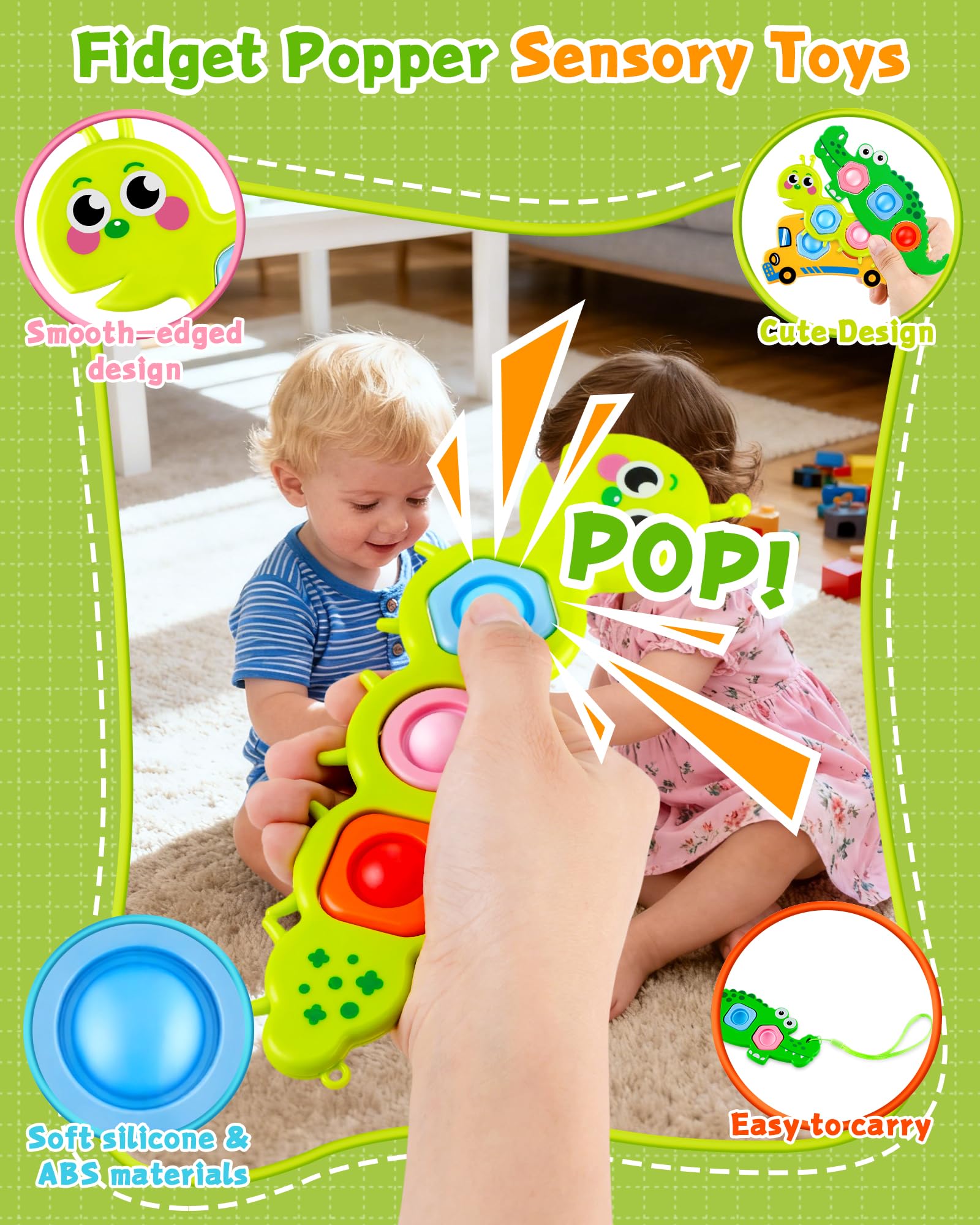 8 Pcs Tubes Pop Vibrants - Jouets Sensoriels Anti-Stress pour le Développement de la Motricité Fine des Enfants et le Plaisir des Voyages - Petits Cadeaux Uniques pour Bas de Noël pour