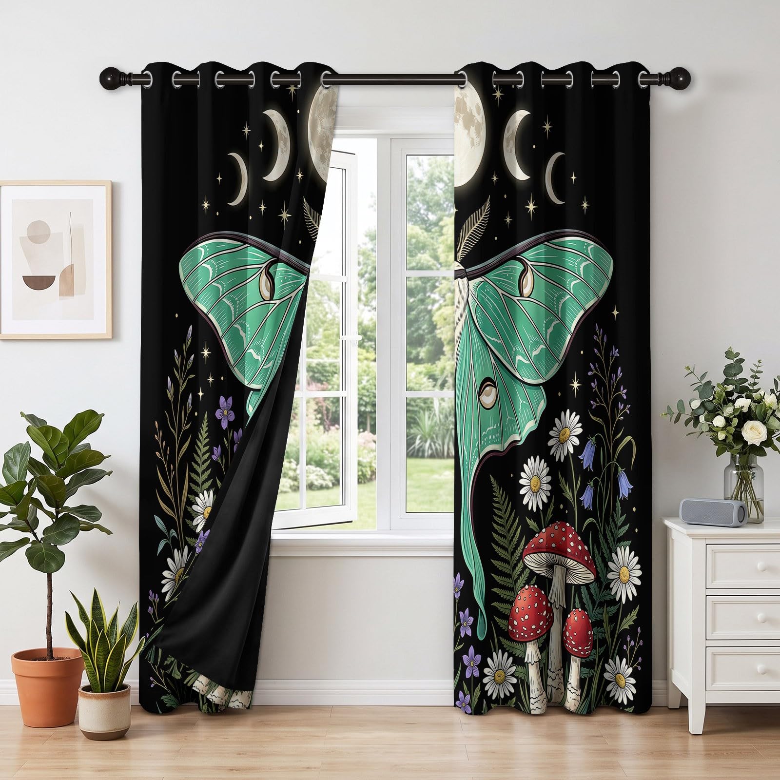 Mistyczne zasłony zaciemniające Luna Moth Gothic 100% 2 szt., szer. 116 x