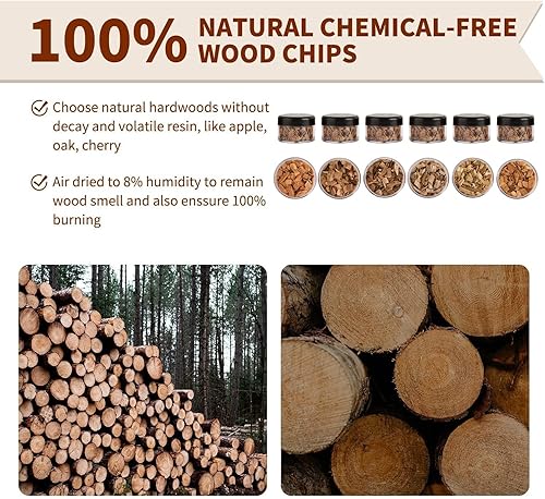 Miniatura 4 de 6 astillas de madera para ahumar, chips de madera para ahumar cócteles, chips de infusor de humo para bebidas, incluye virutas de madera de