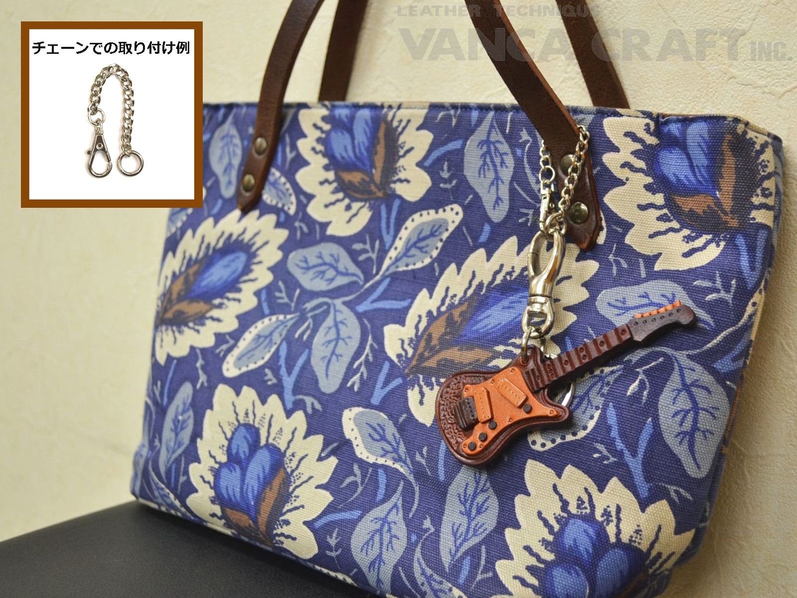 (Ręcznie wykonany w Japonii nowy rzemieślnik) torba z prawdziwej skóry charm gitara elektryczna VANCA CRAFT (import z Japonii)