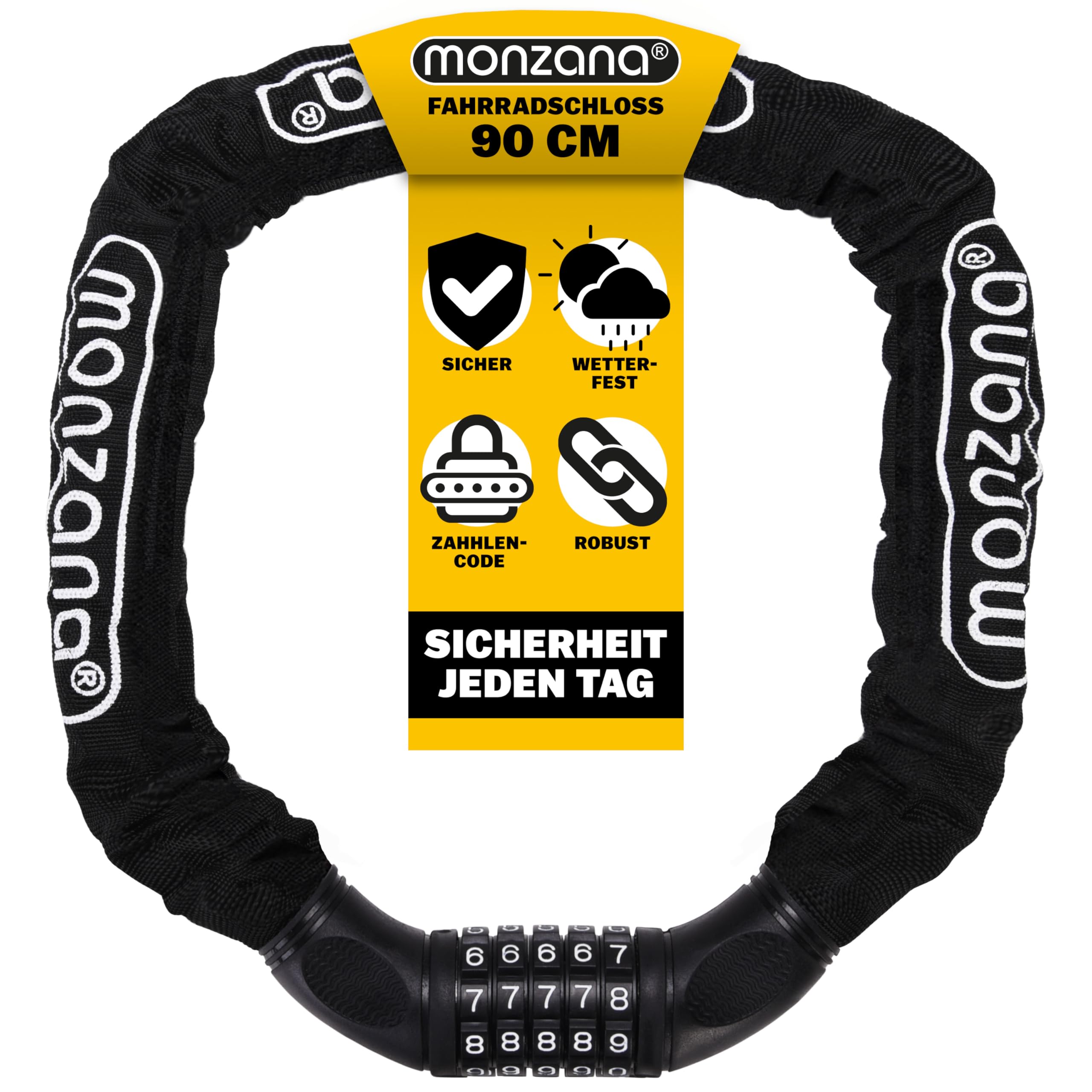 Monzana Fahrradschloss mit Zahlencode 90cm