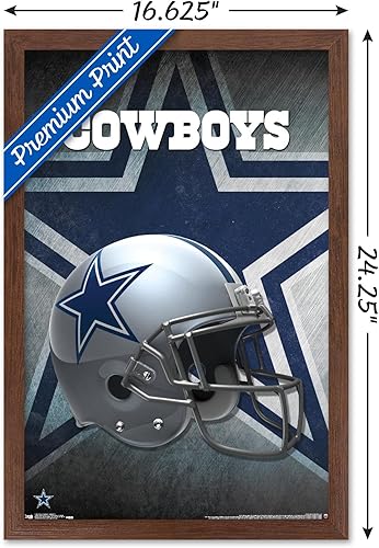 Miniatura 27 de Trends International NFL Dallas Cowboys - Póster de pared con casco 16, 22.375 x 34 pulgadas, versión enmarcada plateada Versión con marco plateado