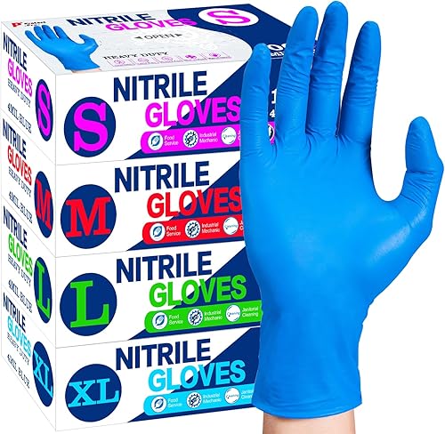 SANYU Nitrile Gloves, Powder-Free, Latex-Free, Non-Sterile, Food Safe, Disposable Gloves for Household, Heavy Duty, 4 Mil
