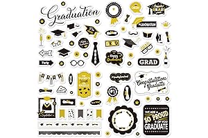 Whaline Graduation Stickers 2022 Gold Black Congrats Grad Graduation Hand Ledger Decoration