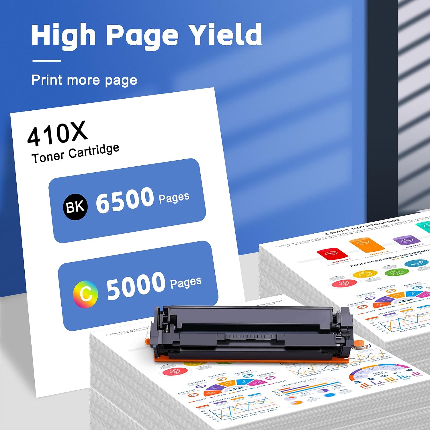410X Toner Cartridges 5-Pack Replacement for HP 410X CF410X CF411X CF412X CF413X to use with Color Pro MFP M477fdw M477fdn M477fnw Pro M452dn M452nw M452dw Printer Ink (2Black 1Cyan 1Magenta 1Yellow)
