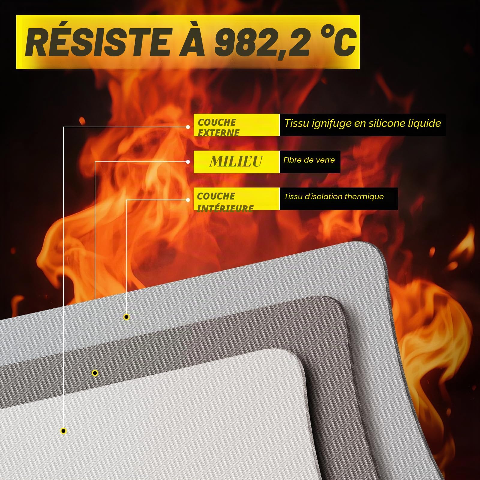 Pochette Anti Feu, Boite Ignifuge, Lipo Safe Bag, 60 x 30 x 30 cm, pour Documents A4, Passeport, Batterie Lipo, Bijoux, Objets de Valeur