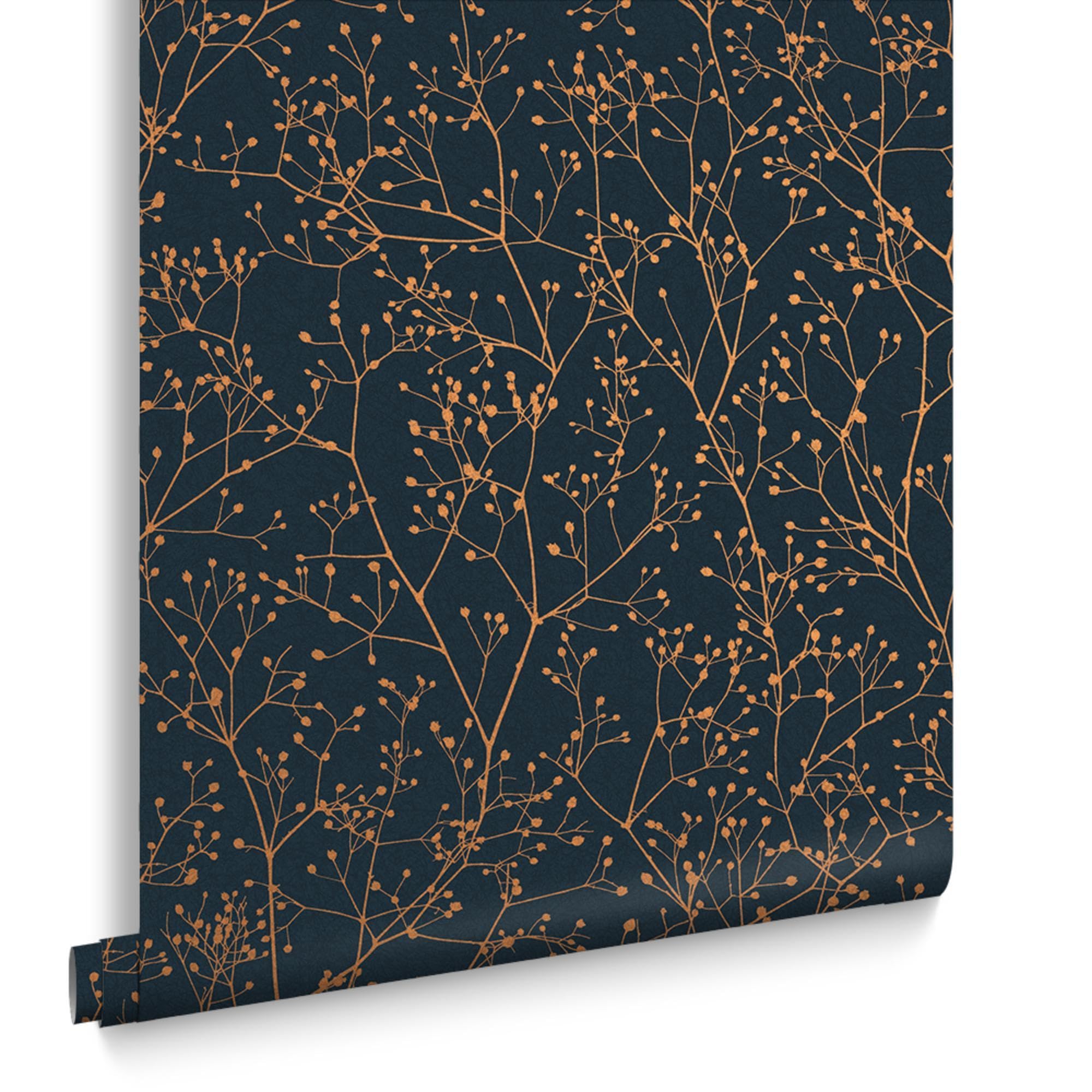 Clarissa Hulse Gypsophila Midnight And Copper Removable Wallpaper 5011583555394