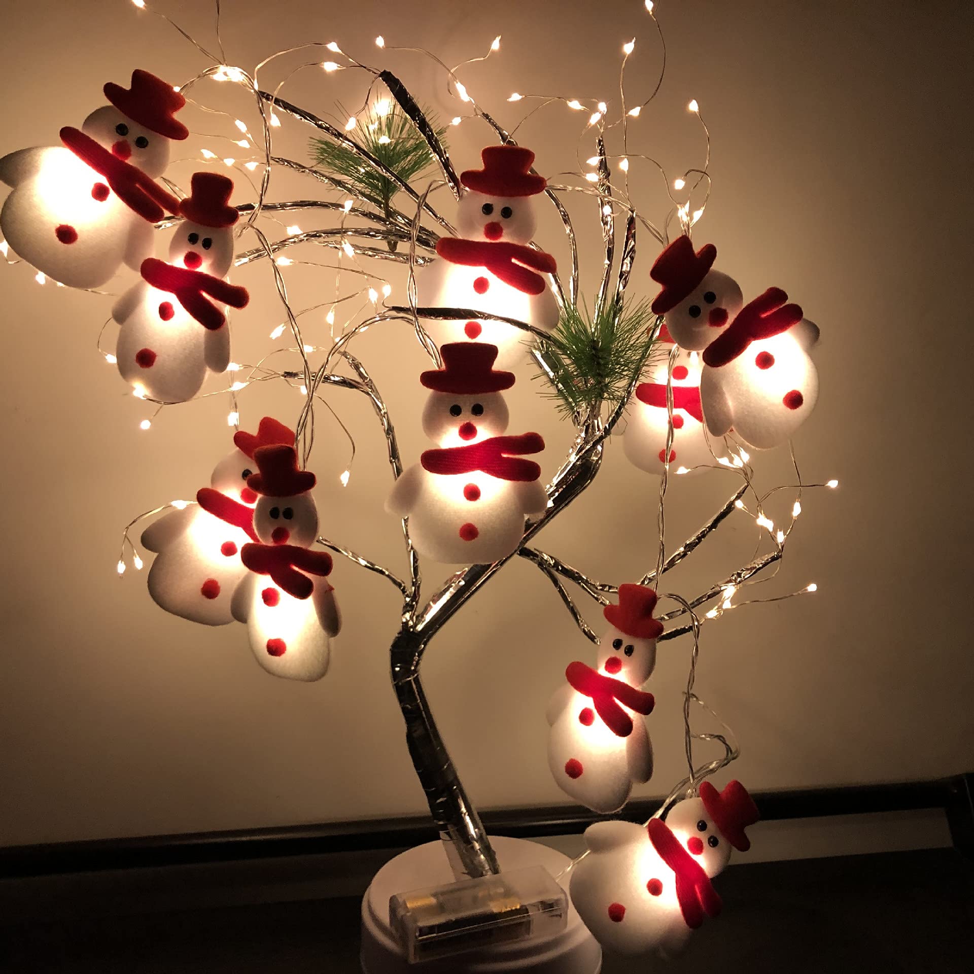 BSLVWG Christmas Decoration String Lights Snowman Santa Claus Elk String Lights 10 LED Lights Fairy Lights Battery Powered for Christmas Tree Home Garden Window Indoor Outdoor (Snowman, 9.84 Feet)