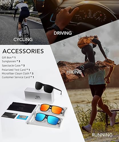 Miniatura 7 de Gafas de sol polarizadas para hombre, marco rectangular, gafas de sol polarizadas para hombre, gafas de sol deportivas con protección UV400