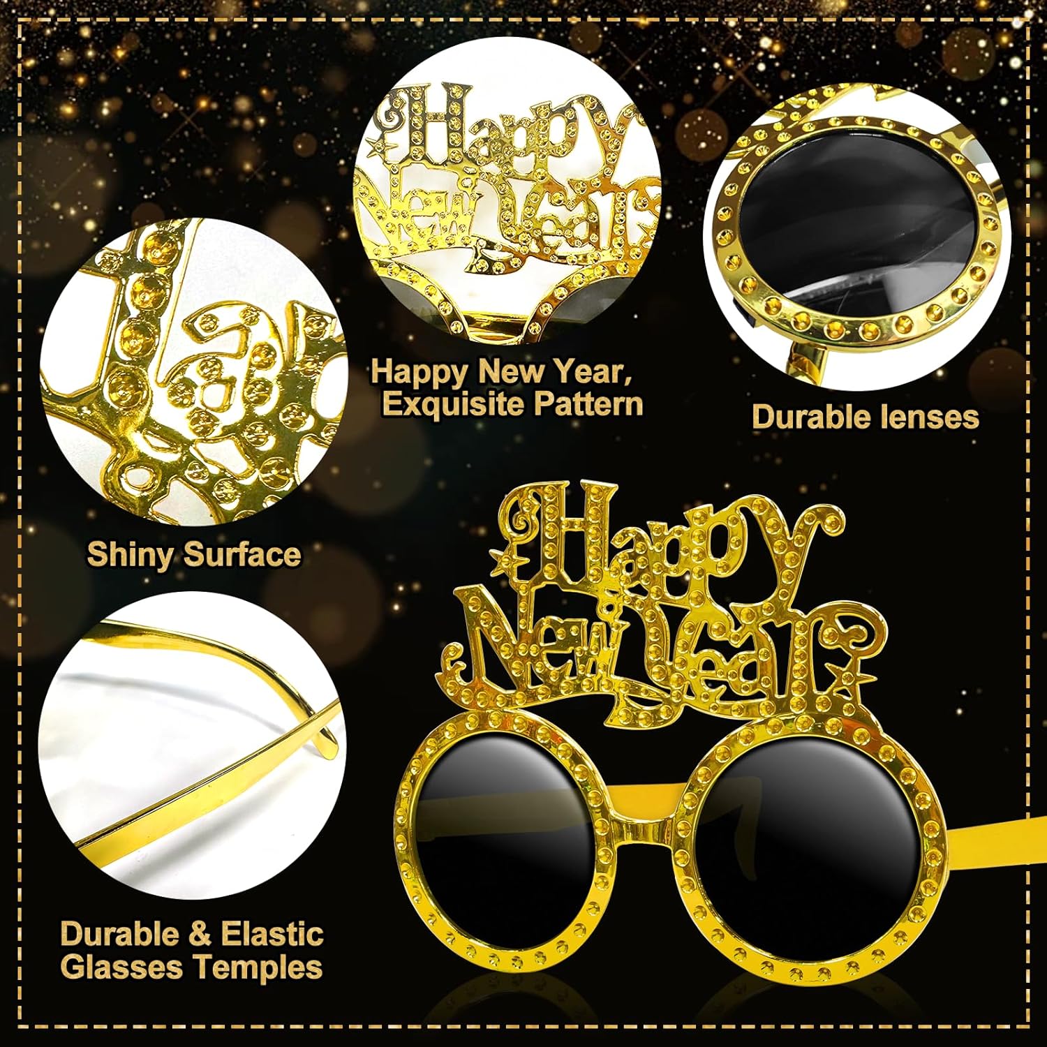 TURNMEON 6 Pairs Happy New Year 2026 Glasses New Years Eve Party Supplies Decorations, Glitter Glasses New Years Eve glasses Funny Sunglasses for New Year Celebration Photo Props Party Favors - Image 6
