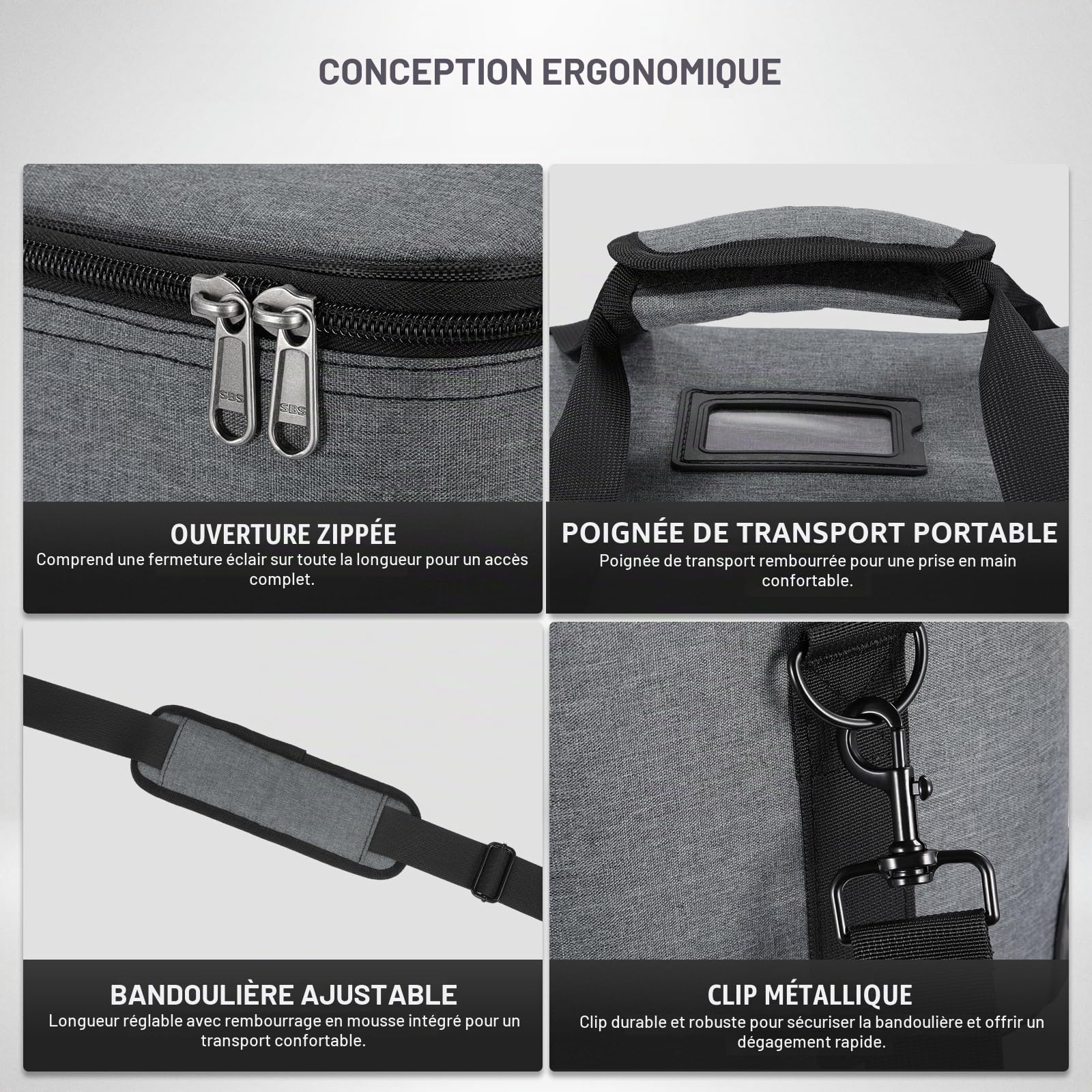 NEEWER Sac de Transport avec Compartiments Rembourrés en Mousse Mobiles pour NEEWER Studio lumière Vision 4 ML300 CB60 CB60B RGB CB60,Sac de Transport Durable en Tissu Oxford avec Bandoulière,PB5