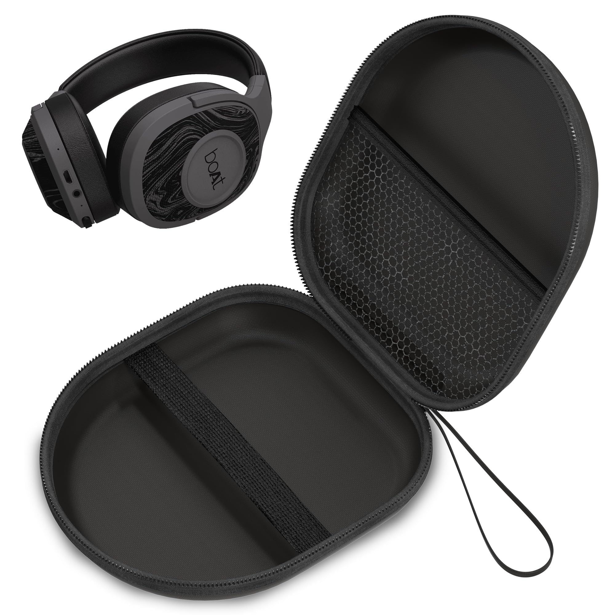 Sounce Headphone Case for Boat Rockerz 550/558 | Portable Carrying Case Cover | Hard EVA Shell Travel Storage Case with Shockproof, Waterproof, and Premium Protective Cover – (Black)-image-8