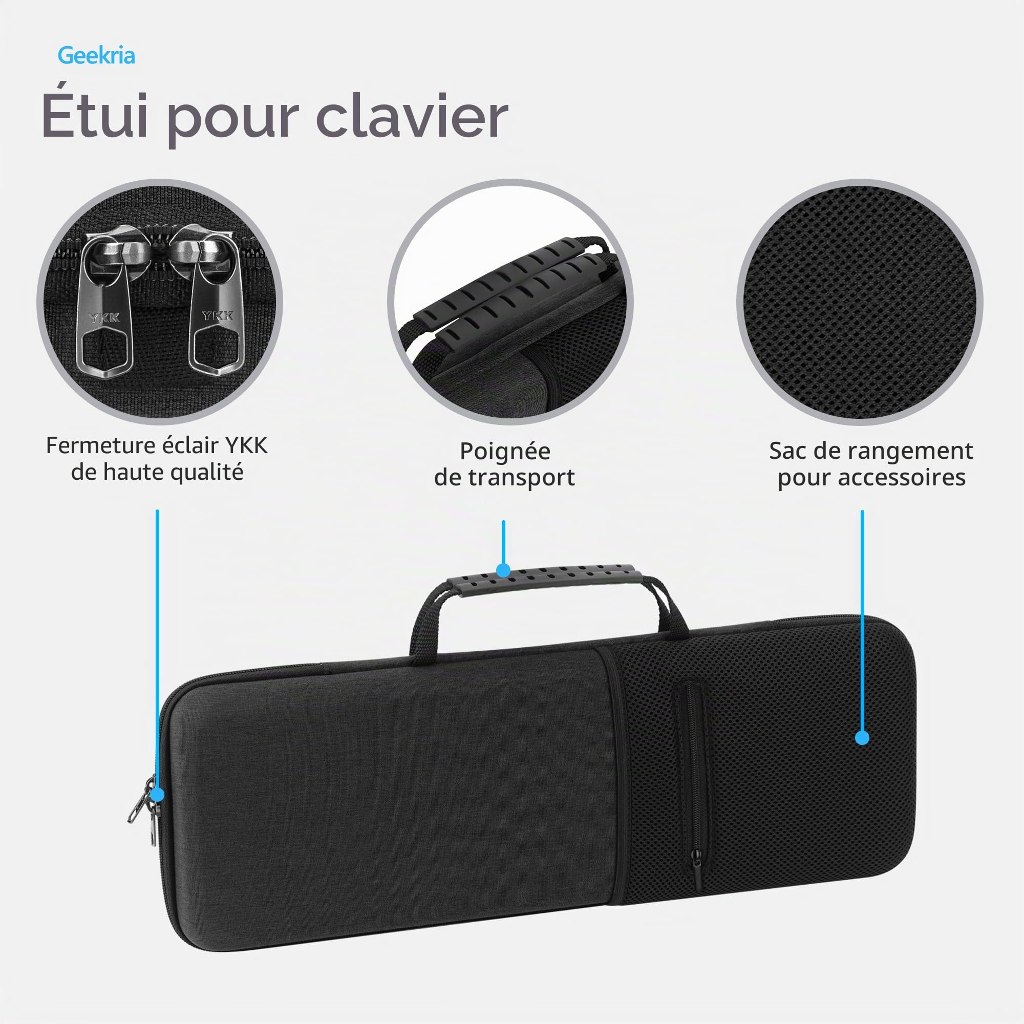 Geekria Coque rigide pour clavier complet, compatible avec Keychron K10 HE /K10 Max/Q6 HE/V6, Redragon K668/K689/K556 PRO, AULA F108 PRO, sac de transport pour clavier d'ordinateur 104 touches