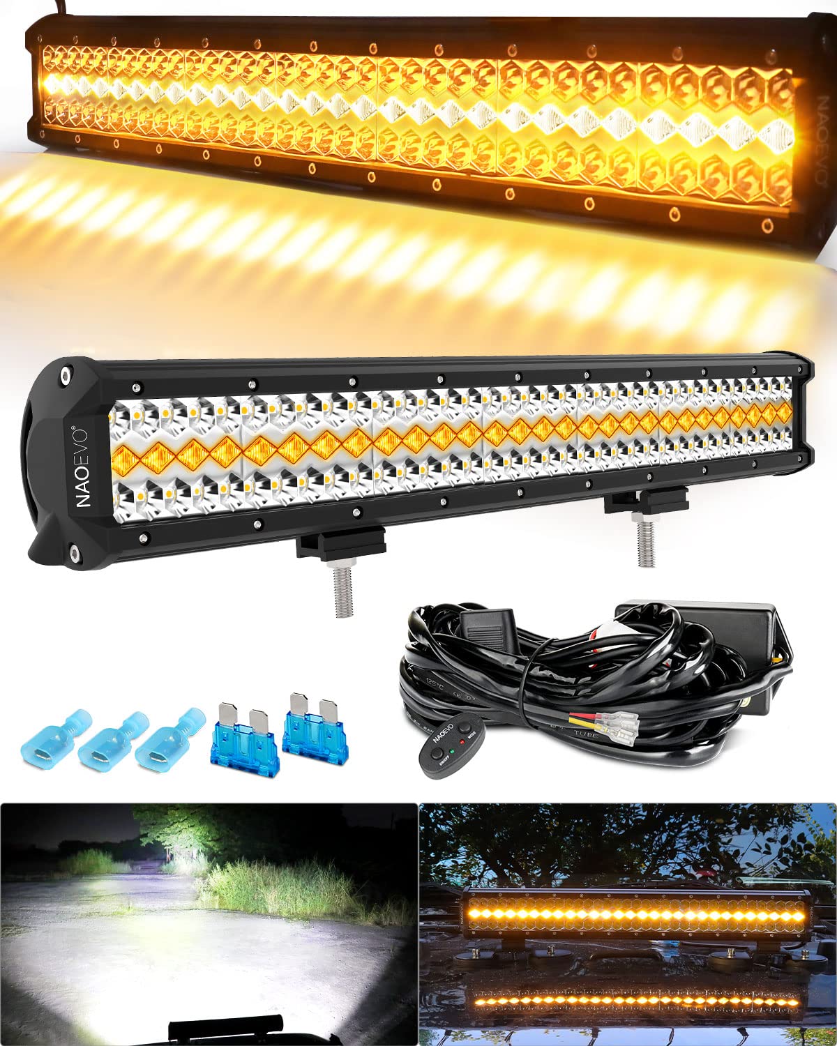 Buy NAOEVO 20 inch LED Bar Lights DRL 40000LM 4 Modes White Amber