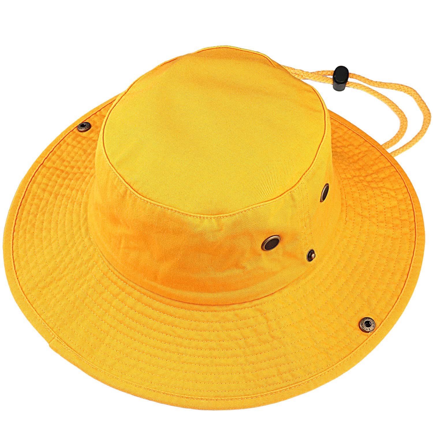 Sombrero de ala ancha para senderismo, pesca, safari, boonie, 100% algodón, protección solar UV para hombres y mujeres, actividades al aire libre, Oro, S/M